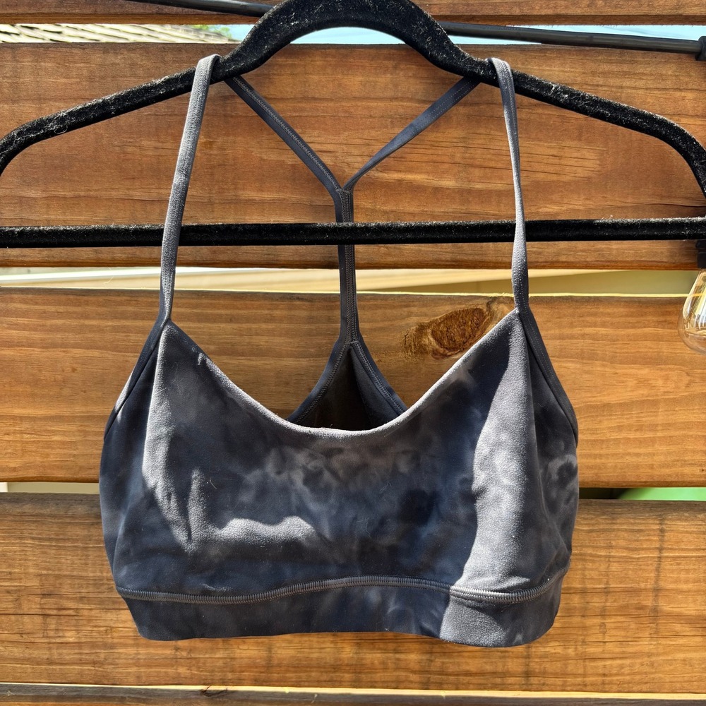 Lululemon Flow Y Bra Women 8 Diamond Dye Graphite Grey Excellent Nulu Yoga Bra